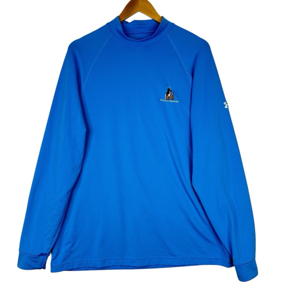 Under Armour  Performance Pullover Shirt Top Large Blue‎ Long Sleeve Logo Active